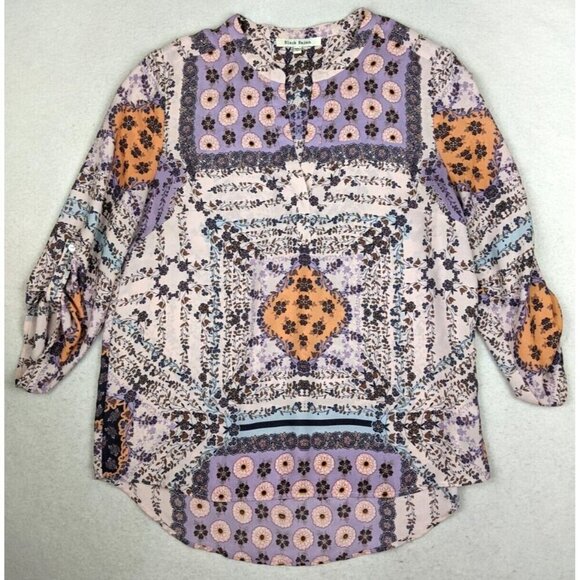 BLACK RAINN - WOMEN'S PINK FLORAL PRINT TUNIC TOP - SIZE L - Picture 2 of 7